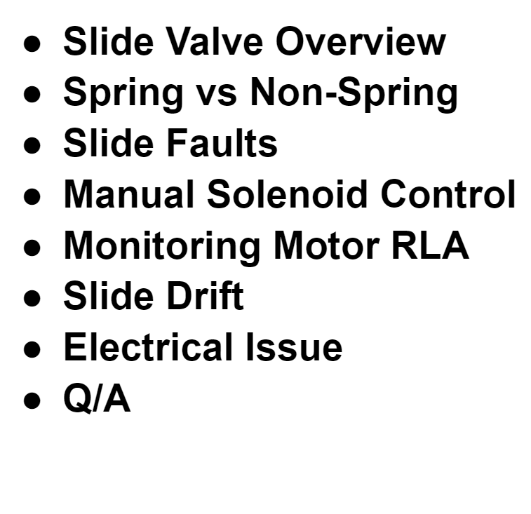 Screw Slide Valve Testing